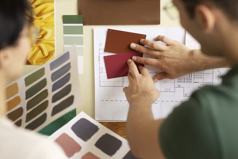 People selecting colors for design project.